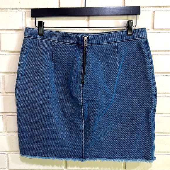 Current/Elliot Zip Fray Denim Mini Skirt Textured Indigo Twill Size 31 - Picture 5 of 10